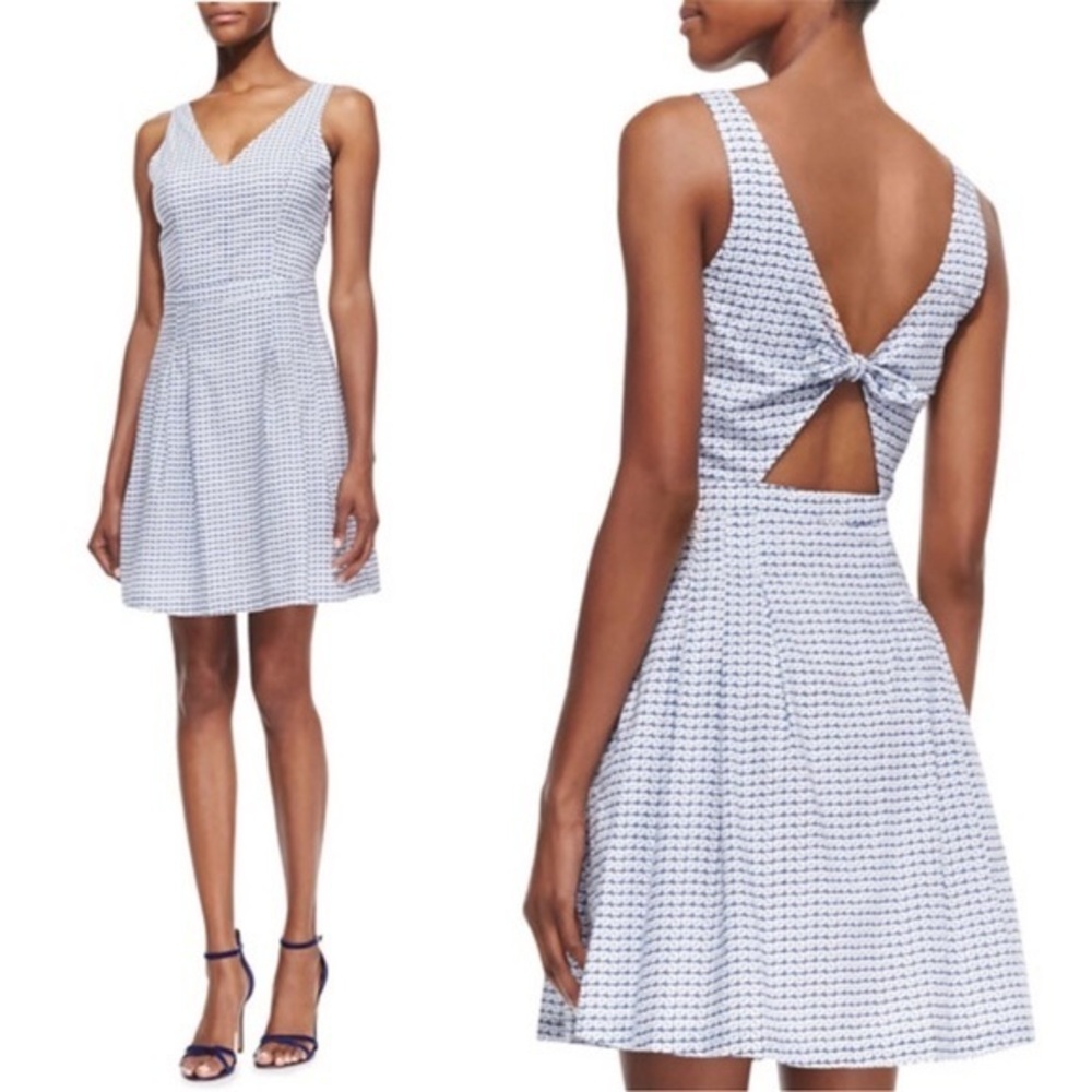 NWT Joie Neilah Grid-Print Open-Back Cotton Dress